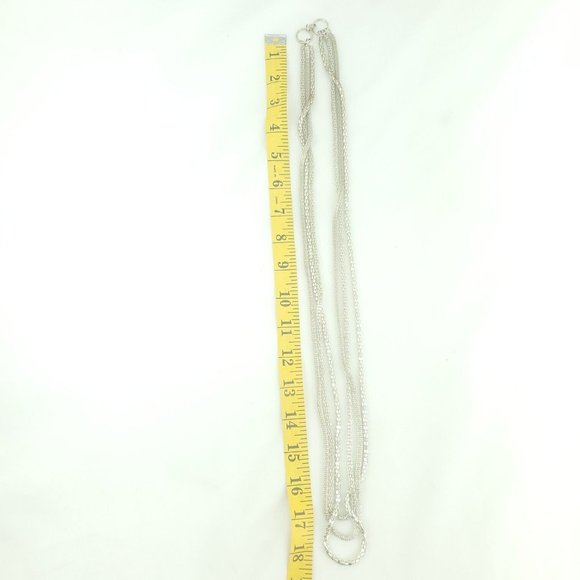 Womens Silver Tone Three Strand Foxtail Chain Fashion Jewelry Layered Necklace - Picture 7 of 12